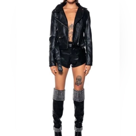 SHOP EAT SLEEP
REPEAT EMBELLISHED FAUX LEATHER MOTO
JACKET IN BLACK
MULTI - Picture 7 of 7